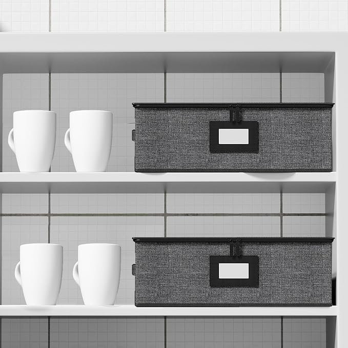 Aokeyee 2-Pack Cup and Mug Storage Box, Hard Shell China Storage Containers - Image 6