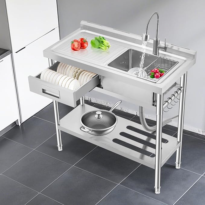 Freestanding Stainless Steel Utility Sink - Image 7