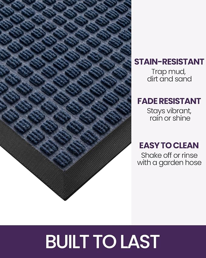 DEXI Front Door Mat Outside Entrance, Rubber Entry Doormat Heavy Duty, Welcome - Image 3