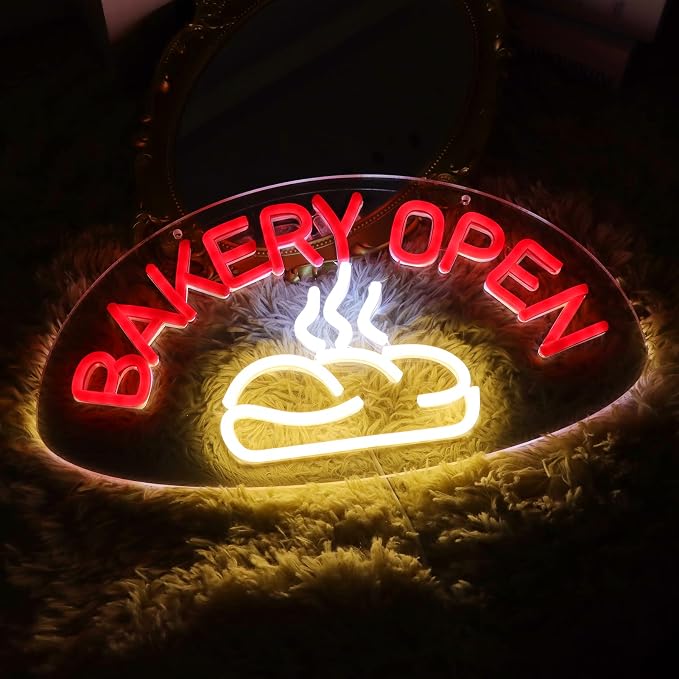 JFLLamp BAKERY OPEN Neon Signs for Wall Decor Neon Lights for Bedroom Led by JFLLamp