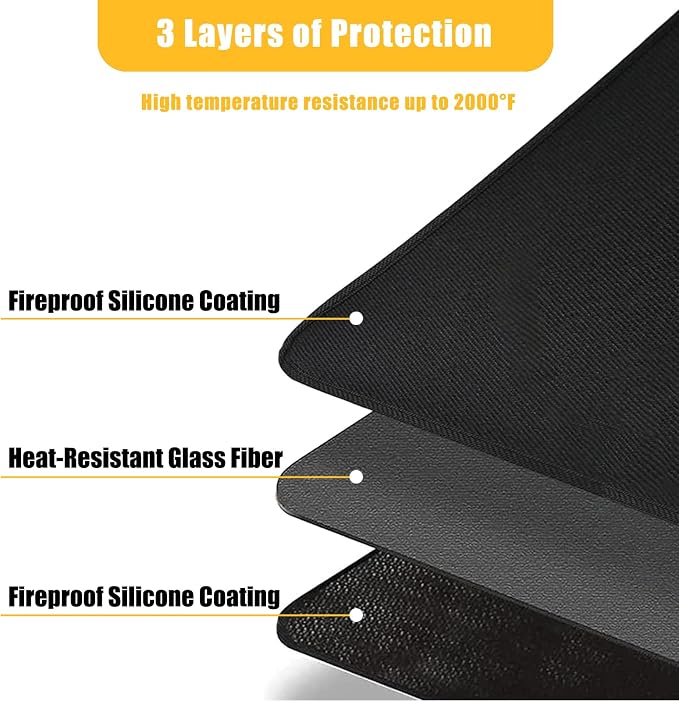 16" x 20" Rectangular Grill Mat, Fire Pit Mat Fireproof Under Grill Mat - Image 3