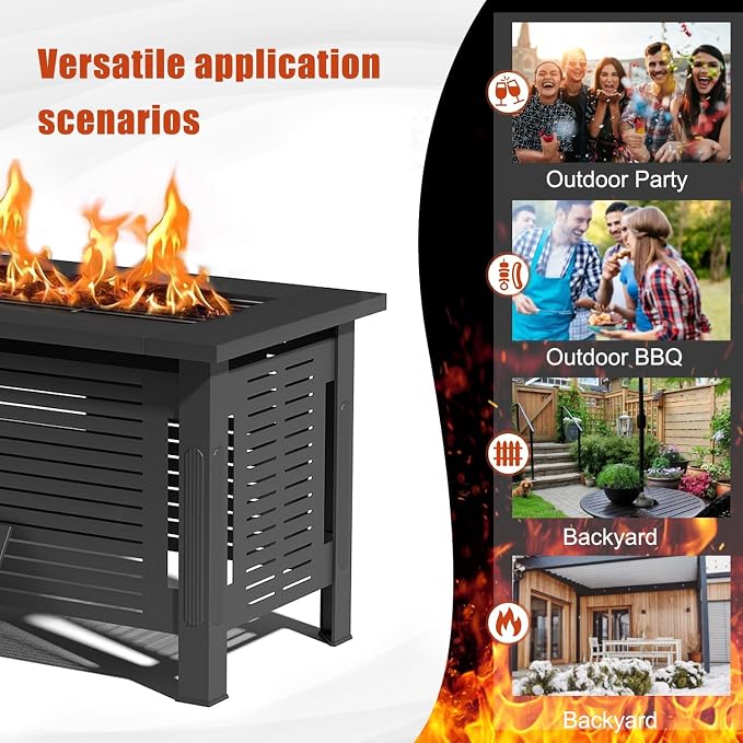 U-MAX Fire Pit Table, 43 Inch Wood Burning BBQ Grill Firepits, Metal Fireplaces - Image 5