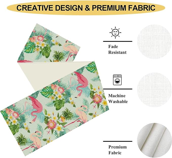Tropical Table Runner, Hawaii Seasonal Floral Spring Summer Plants Pineapples - Image 5