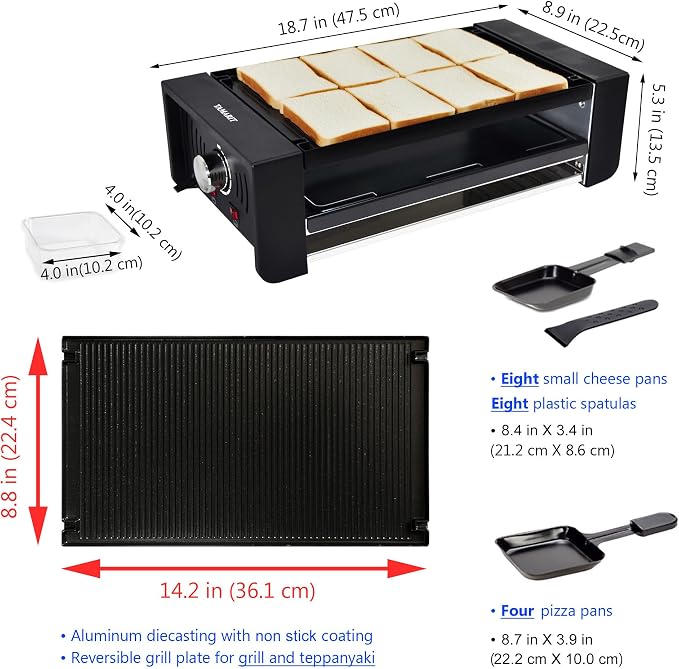 TAMARIT Raclette Party Grill Portable Indoor Electric Korean BBQ Grill 2 in 1 - Image 2