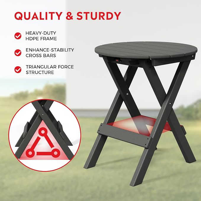 Costaelm Paradise 3-Piece Outdoor HDPE Folding Patio Bistro Table and Chairs - Image 4