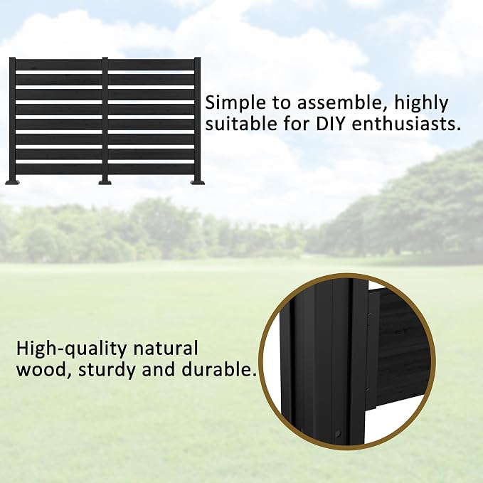 MUPATER 49'' H×78'' W Outdoor Fence Privacy Screen, No Dig Wood Privacy Screen - Image 7