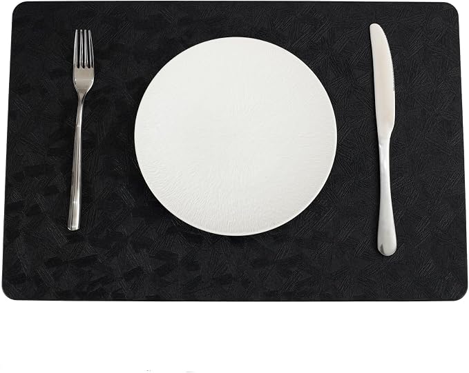 Vinyl Placemats Set of 4 Faux Leather 100% Waterproof Wipeable Washable Place by Uolr