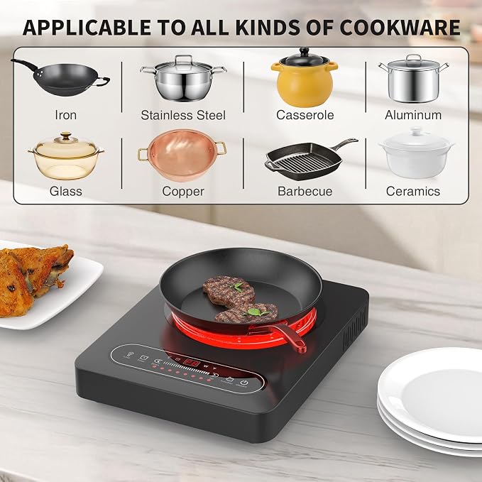 Single Burner Electric Cooktop, 110V 1800W Electric Stove Top - Image 4