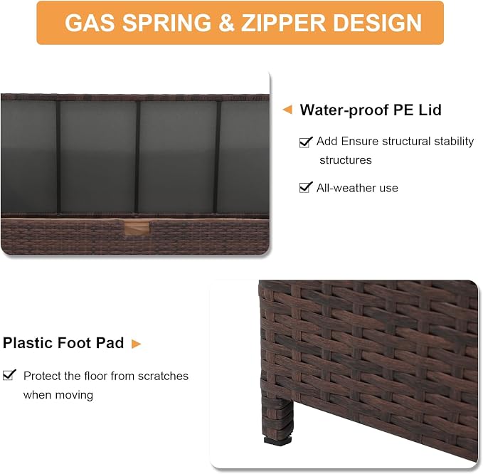 Super Patio Wicker Outdoor Patio Storage Box Waterproof, 120 Gallon Large Deck - Image 5