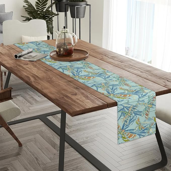 Watercolour Dragonflies Table Runner Kitchen Dining Table Runner 13*108in Table - Image 3