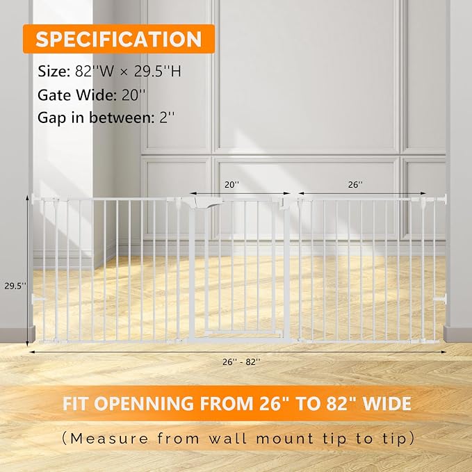 Bonnlo 82-Inch Versatile Safety Gate Metal Baby/Pet Gate Configurable Dog - Image 6