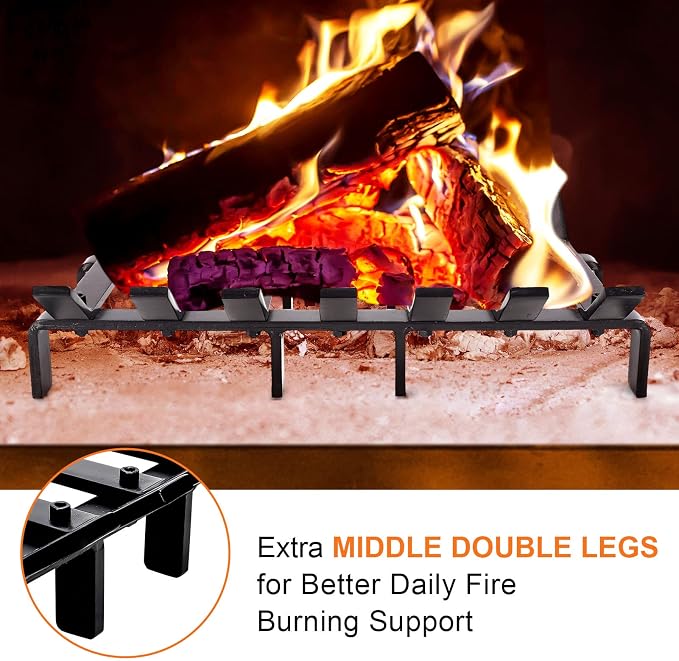 17“ Fireplace Grates Wood Stove Grate Rack Stove Burning Rack Heavy Duty Solid - Image 3