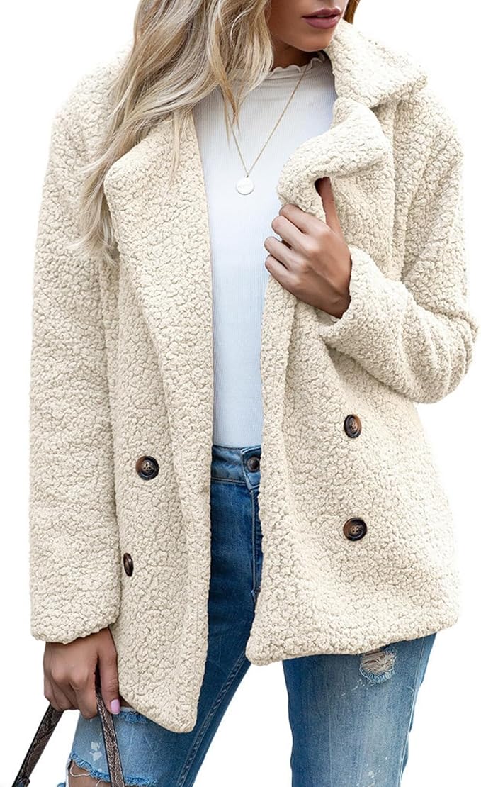 Women's Winter Warm Plush Cardigan Fuzzy Fleece Lapel Jacket by Unknown