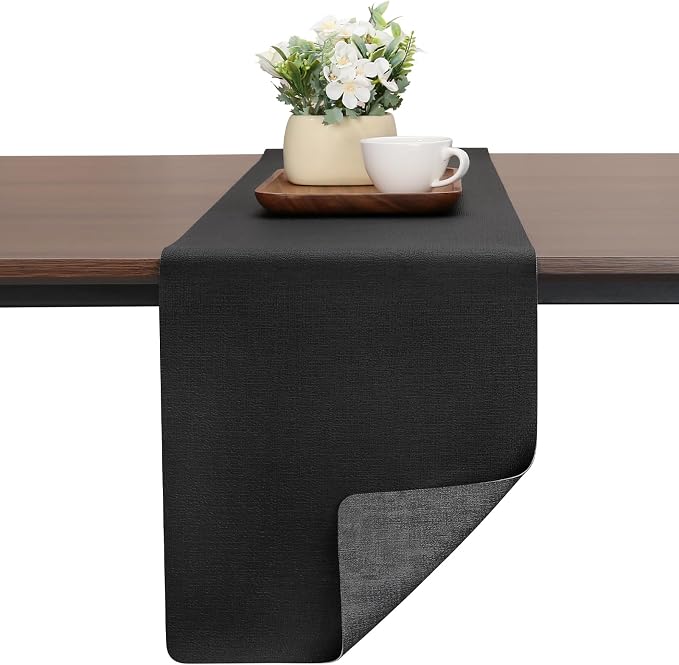 Table Runners 55 Inches Long, Dual-Sided Faux Leather Farmhouse Table Runner by Chitomars