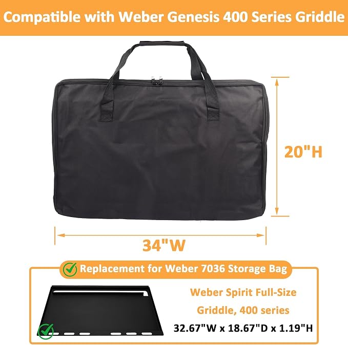 7036 Griddle Cover for Weber Genesis 400 Series Griddle Carry Bag, Waterproof - Image 2