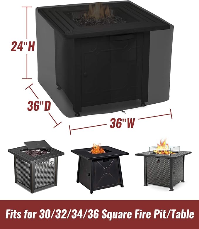NUPICK 36 Inch Square Fire Pit Cover - Image 2