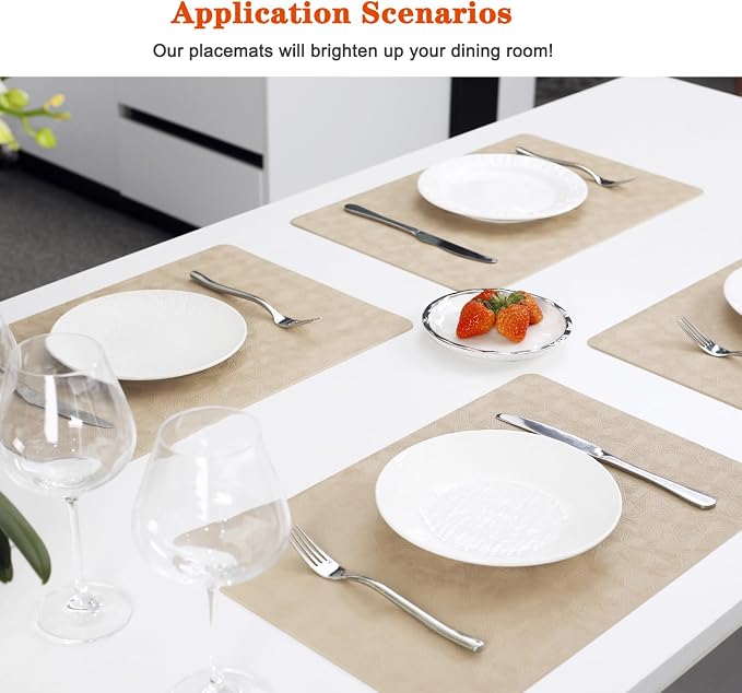 Vinyl Placemats Set of 6 Heat Resistant Easy Clean Non-Slip Place Mats - Image 5