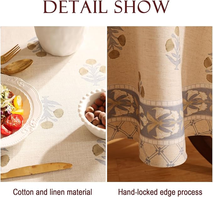 patdrea Designer Vintage Small Beige Tablecloth - Image 4