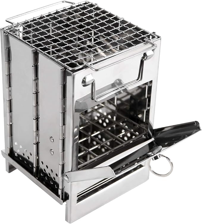 REDCAMP Wood Burning Folding Camp Stove Stainless Steel Grid, Portable by REDCAMP