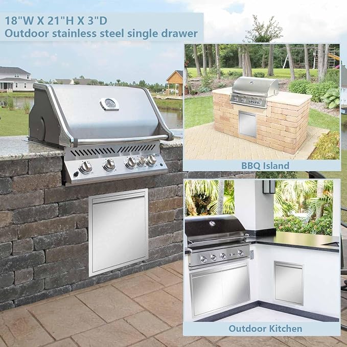 Outdoor Kitchen Door 18" W x 21" H inch Double Wall Door Panel Stainless Steel - Image 7