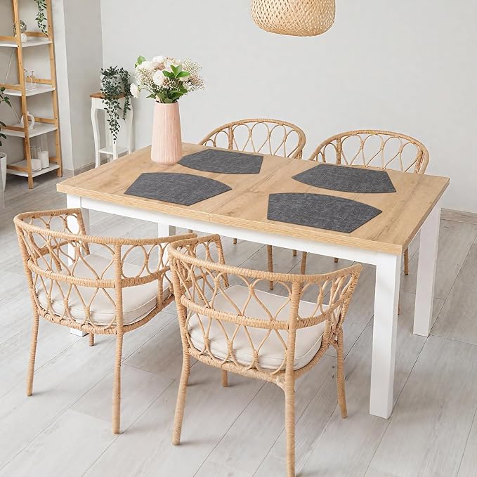 Homaxy Round Table Placemats Set of 6, Washable Wedge Shaped Faux Leather Table - Image 7