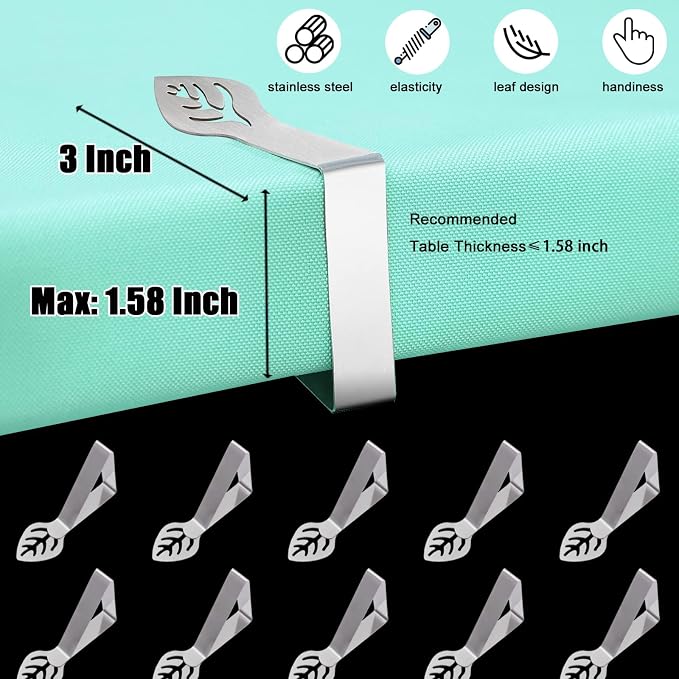 Table Cloth Holder Clips 10 Pack, Leaf Shape Picnic Tablecloth Clip Outdoor - Image 2