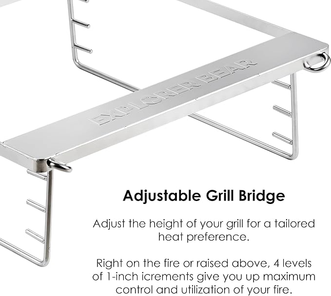 Explorer Bear 20" Stainless Steel Foldable Takibi Fire & Grill - Image 6