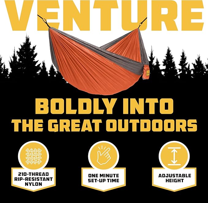 Hammock for Two, 500 lb Nylon Camping Hammock with Tree Straps