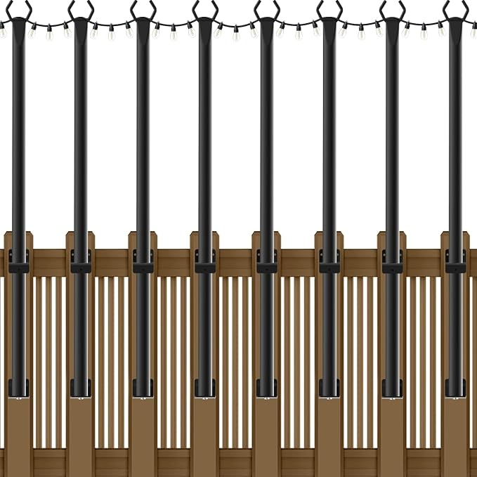 8 Pack String Light Poles, 5Ft Metal Poles by NUERPO