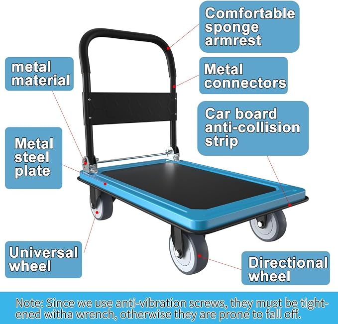 WUD Push Cart, Folding Mobile Platform Trolley, Thickened and Reinforced - Image 5