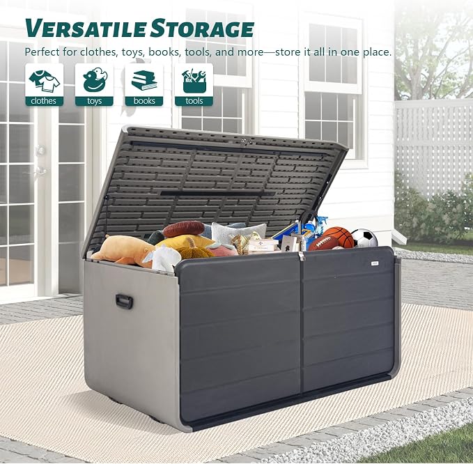 Domi 260 Gallon Outdoor Storage Box – Waterproof, UV-Resistant Deck Box - Image 6