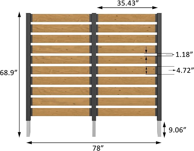 MUPATER 60in H×78in W No Dig Wooden Privacy Screen, Outdoor Wall Suit - Image 9