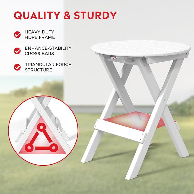 Costaelm Paradise 3-Piece Outdoor HDPE Folding Patio Bistro Table and Chairs - Image 8