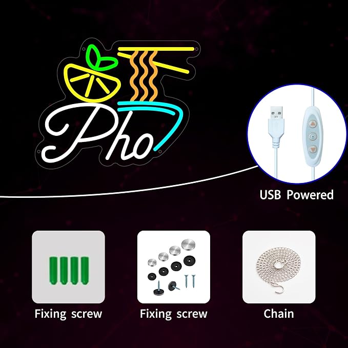 Pho Neon Sign for Wall Decor, Vietnamese Pho Led Sign for Vietnam Noodles Shop - Image 3