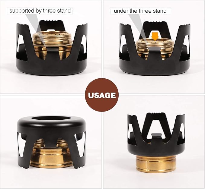 REDCAMP Mini Alcohol Stove for Backpacking, Lightweight Brass Spirit Burner - Image 3