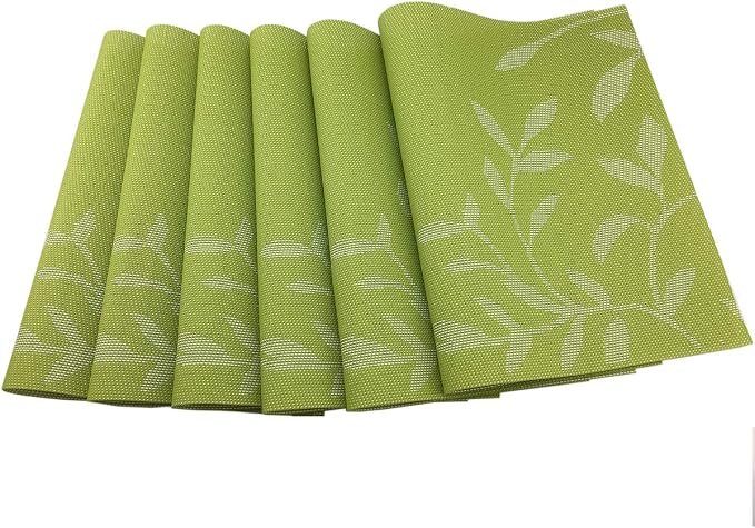 Gugrida Place Mats PVC Set of 6, Table Placemats Set of 6 PVC Woven Vinyl Place - Image 2