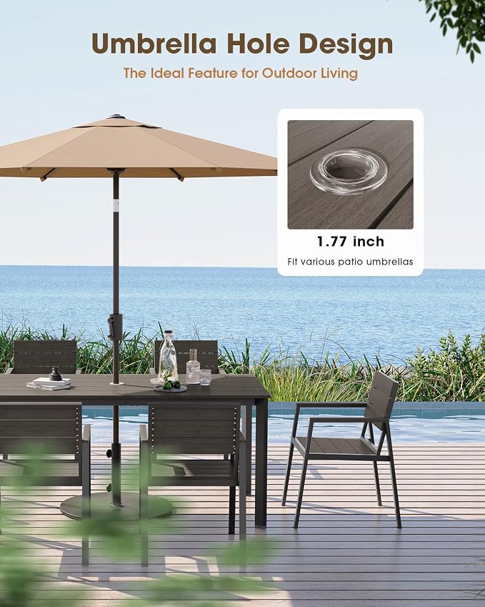 Outdoor Patio Dining Chairs Set of 2, Aluminum & HDPS All-Weather - Image 3