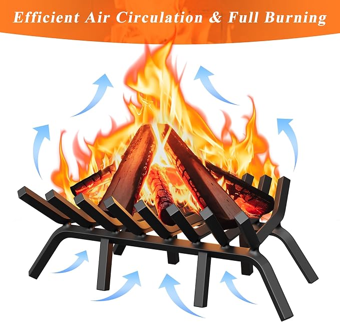 Fireplace Grate 24 Inch with 8 Support Legs, Solid Steel Heavy Duty Fireplace - Image 9