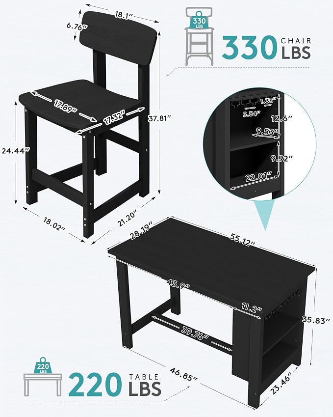 SERWALL 10-Piece HDPE Counter Height Dining Table Sets - Image 2