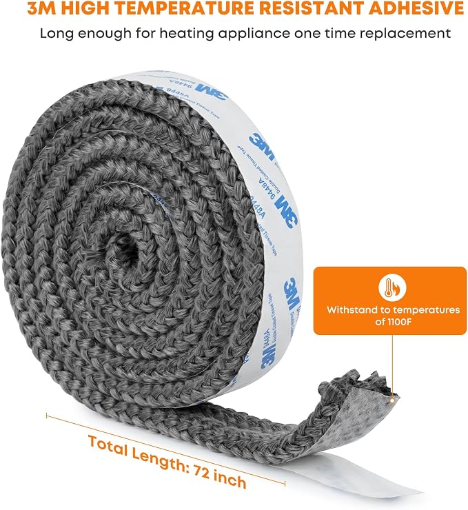 Stanbroil Stove Gasket Tape, 3/8" Thick, High Temperature Fiberglass Gasket Tape - Image 2