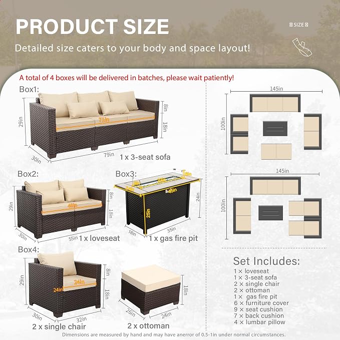 7 PCS Patio Furniture Set Outdoor Patio Furniture - Image 5
