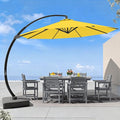 7 Piece Patio Dining Set with 11ft Patio Umbrella, 7 Gray Outdoor HDPE Dining by Unknown