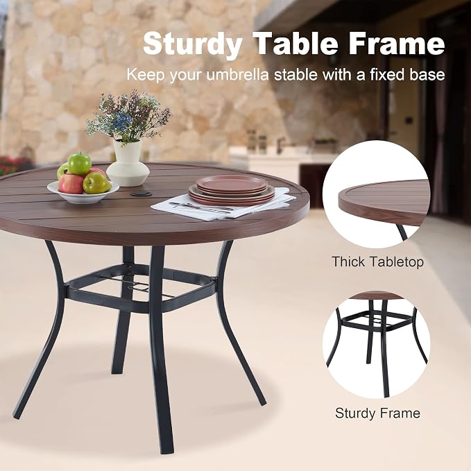 VICLLAX Round Patio Dining Table, 41 inch Metal Outdoor Dining Table - Image 4