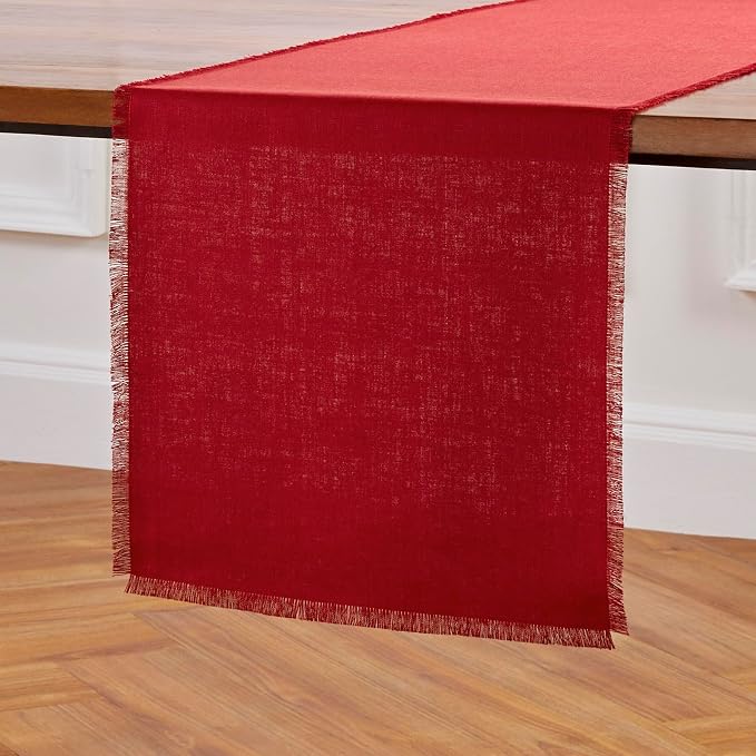 Solino Home Fringe Linen Table Runner 72 Inches Long by SolinoHome