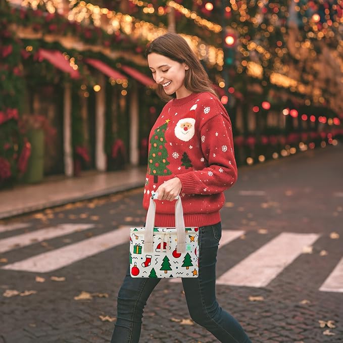 VENO 2 Pack Christmas Insulated Lunch Bag, Heavy Duty Insulated Grocery Bags - Image 2