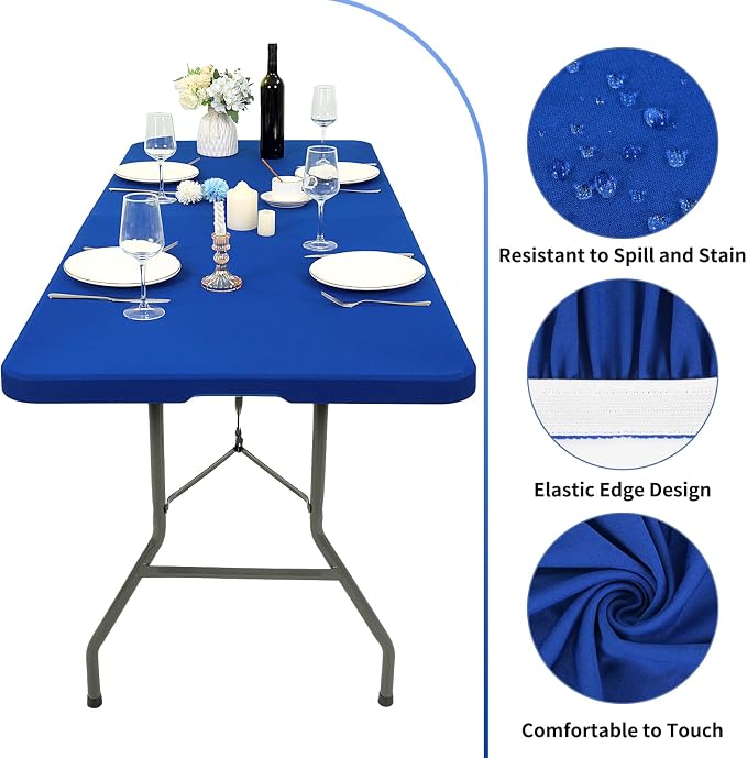 10 Pack Stretch Fabric Table Top Cap Cover, fits 6' Tables, Spandex Table - Image 3