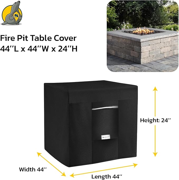 Seal Skin Covers Outdoor Fire Pit Cover – Square 44"L X 44"W X 24”H, Heavy Duty - Image 6