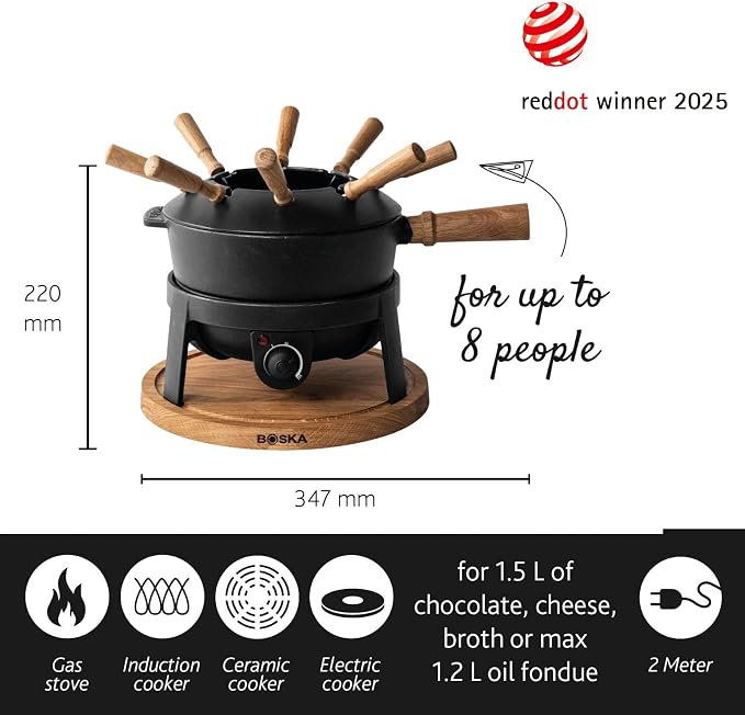 BOSKA Electric Fondue Set Pro/For Cheese, Chocolate and Broth Fondue / 8 - Image 3