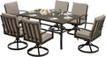 HAPPATIO 7 Piece Patio Swivel Dining Set, Aluminum Outdoor Dining Set by HAPPATIO