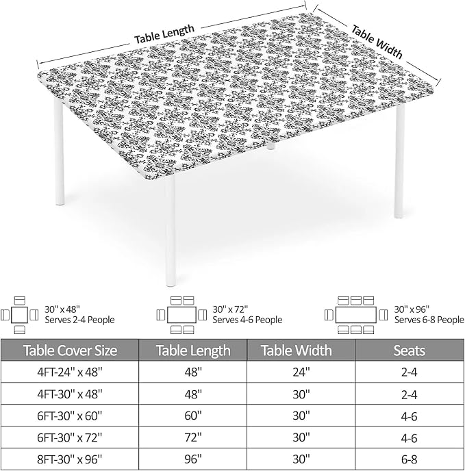 Rectangle Table Cloth Cover Waterproof Elastic Fitted Polyester Fitted - Image 2